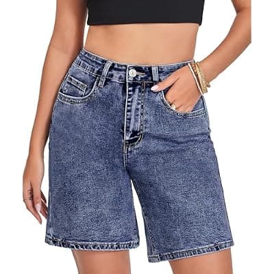 [VIPONES] VIPONES Bermuda Shorts for Women High Waisted Jorts Jean Shorts Womens Trendy Outfits Casual Summer Stretchy Denim Shorts