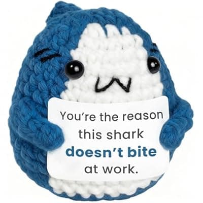 [Krinisou] Krinisou Funny Coworker Friend Gift, Office Gift for Work Bestie, Cute Crochet Shark with Card, Appreciation Gifts for Coworkers Women Men