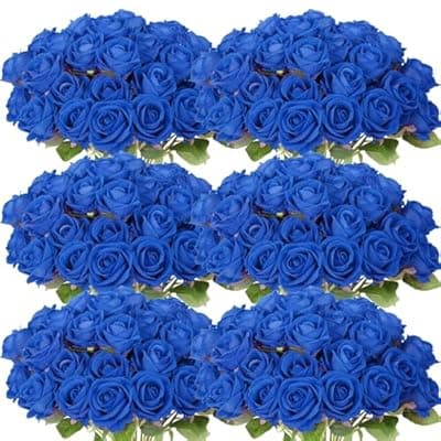 [LetuoClips] LetuoClips 102 PCS Royal Blue Roses, Faux Blue Rose Bouquet, Silk Rose with Stems for DIY Wedding Flowers Decoration, Valentines Day Mothers Day, Wedding Decoration