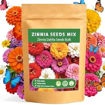 [LUOJIBIE] LUOJIBIE Zinnia Seeds for 2026, 6,000+ California Giant Zinnia Seeds Bulk, Double Dahlia Zinnia Mixed Color Seeds, Flower Seeds for Planting Outdoor Garden, Non-GMO Heirloom, Easy to Grow