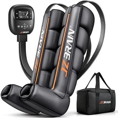 [JZBRAIN] JZBRAIN Leg Air Compression Boots Massager Recovery System for Circulation | Professional Grade, Sequential Massage, Cordless and Rechargeable Use, 3500mAh, 5H Runtime, 6 Modes, 8 Intensity, Large