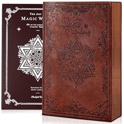 [MINICAGIE] MINICAGIE Lined Journal for Men Women Soft Cover Notebook Mens Journal for Writing, 180 Lay Flat Vintage Journaling Notebooks Hexagram Personal Notebook, 5.7'' X 8.3'', Brown