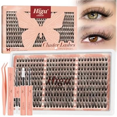 [Higu clace] Higu clace Lash Clusters Kit Wispy Eyelash Clusters Lashes Natural DIY Lash Extension Kit 10-16mm 300pcs C Curl Individual Lashes Ultra-Soft & Lightweight, Beginner Friendly for Daily(JS01)