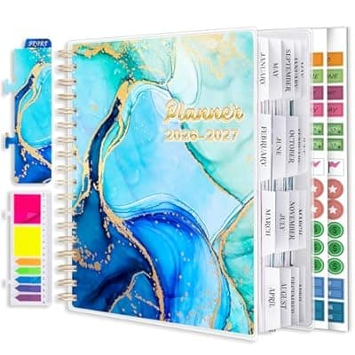 [montcool] Planner 2026-2027, Large 18 Months Academic Daily Weekly Monthly Planner Yearly Agenda Jan. 2026–June. 2027, 7.9" x 9.8", Page Tabs, Separator Page, Pocket Folder, Bookmark, Stickers, Sticky Note Set