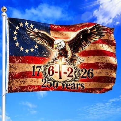 [JOHOSEEK] 250 Anniversary USA Flag 3x5 Ft, 3-Ply Double-Sided 250 Year American Anniversary Flag with Brass Grommets for Outside, 1776–2026-250th USA Flag with UV Protection for Outdoor Yard Parad