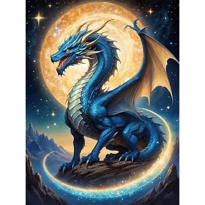 [Ekuxom] Ekuxom Dragon Diamond Art Kits for Adults, 5D Moonlight Diamond Painting Kits for Adults, DIY Full Round Drill Diamond Dot Gem Art for Craft Home Wall Decor Gift 12x16 inch