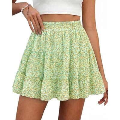 [BTFBM] BTFBM Summer Skirts for Women 2026 Floral High Waist Shorts Underneath Boho Tiered Flowy Tennis Skorts Casual Mini Skirt