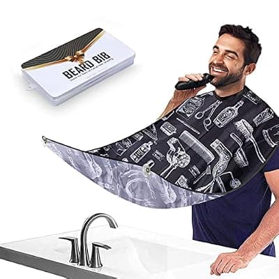 [Showvigor] Showvigor Beard Bib Beard Apron, Gift Beard Trimming Catcher Bib for Men Shaving and Hair Clippings, Waterproof Non-Stick Hair Catcher Grooming Cloth with 2 Suction Cups