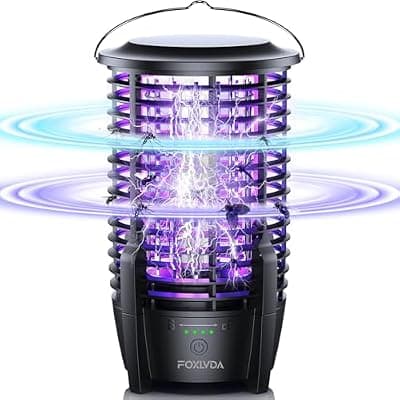 [FOXLVDA] FOXLVDA Bug Zapper Outdoor & Indoor, Mosquito Zapper 2 in 1 Portable & Rechargeable Bug Zapper with 3600mAh Battery & LED Night Light, Powerful Electric Fly Zapper for Patio, Backyard, Garden, Camping