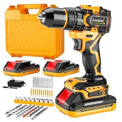 [Aredale] Aredale 20V Cordless Drill Set, Brushless Power Drill Driver with 2*2.0Ah Battery and Charger, 3/8" Keyless Chuck, 2 Variable Speed with LED, Professional Drill Bits Kit for Home DIY and Woodworking