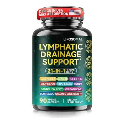 [OMZOK] Lymphatic Drainage Supplements, Lymphatic Drainage Capsules Supplement - Wellness Complex Formula 21 in 1 - Aescia, Turmeric, Bromelain, Echinacea & More - Lymph System Support Capsule Easy Store