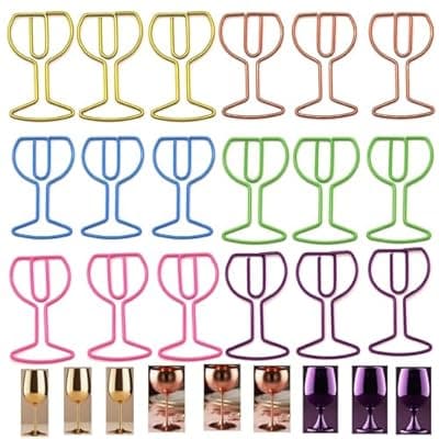 [Upquzzfy] Upquzzfy 30 Pcs Goblet-Shaped Paper Clips Set, Multicolor Metal Cute Paperclips for School & Office - Perfect for Organizing Documents & Bookmarks & Decor (Goblet Shaped, 30)