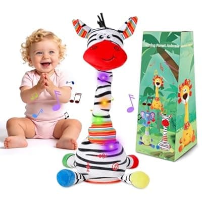 [LUKETURE] LUKETURE Dancing Talking Zebra Plush, Interactive Stuffed Animal Toy, Musical Plush with Record & Repeat, Sings 10 Songs, LED Lights