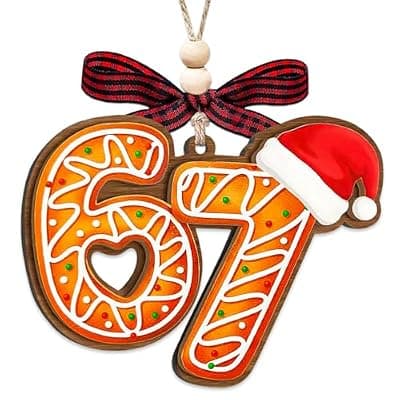 [JZILU] 67 Ornament, 6 7 Meme Christmas Ornaments 2026, Gingerbread Wood, Funny Christmas Ornament for Kids, 6 7 Gifts