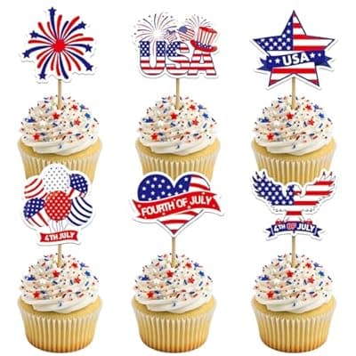 [Oeyliz] Oeyliz 4th of July Cupcake Toppers Independence Day Cupcake Toppers 250th Anniversary Cupcake Decorations 24Pcs Memorial Day Cupcake Picks Independence Day Cake Decorations Patriotic Party Supplies