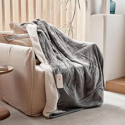 [GOTCOZY] GOTCOZY Heated Throw Blanket, 50''X60'' - Soft Silky Plush Electric Blanket with 4 Heating Levels & 3 Hour Auto Off, ETL Certified, Machine Washable (Grey)