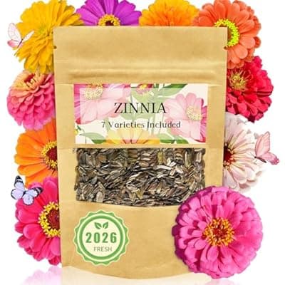 [LUOJIBIE] Zinnia Seeds Bulk 5,000+ | Outdoor Flower for Planting |Giant Zinnia Seeds for 2026 | Mixed Colors & Large Blooms for Gardens| High Germination, Beginner-Friendly