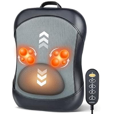 [Musugy] Musugy Back Massager for Pain Relief Deep Tissue : Rolling Up and Down, Not Just 4 Fixed Spots, Lower Back Massager with Heat, Shiatsu Kneading Massage for Office Home Use