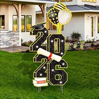 [sewrung] 2026 Graduation Decorations -3.5FT Large Class 2026 Graduation Yard Sign Yard Decorations Congrats Graduation Lawn Signs 2026 Grad Yard Signs with Stakes for Outdoor Indoor Congrats Graduation Party D