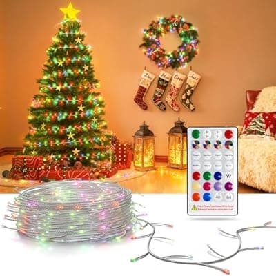 [Pak] LED Fairy Lights, 16Ft 200 LED USB Powered, Multicolor Firecracker Cluster String Lights with Remote and Timer, Waterproof Wire Starry Light for Christmas Tree Party Bedroom Window Wreath DIY Decor