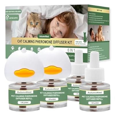 [AutumnNest] Cat Calming Pheromone Diffuser Set, Pet Calming Plug-in Kit (2 Diffusers + 4 Refills), Reduces Cat Stress, Aggression, Fighting, Marking, Meowing, Travel, Vet Visit Anxiety, 120 Days, Non-Toxic, Safe