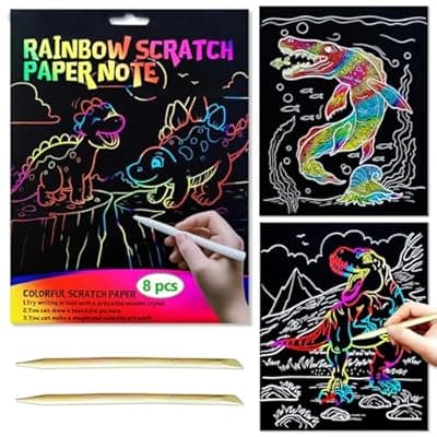 [BAOXUE] BAOXUE Rainbow Scratch Paper Art Set - Scratch Coloring Book for Kids Ages 4-8, Christmas Crafts, Stocking Stuffers