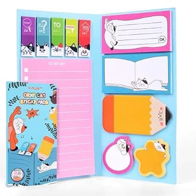 [YPLUS] YPLUS Cat Sticky Notes Set, 440pcs Cute Planner Self-Stick Note Pads with Lined to Do List, Divider Tabs and Shaped Memos, Funny Office School Supplies, Gifts for Cat Lovers