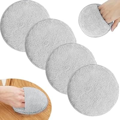 [WiweTote] 5-Inch Cutting Board Oil Wax Applicator for Maintaining Cutting Board & Wooden Utensils, Reusable Microfiber Wood Conditioner Pads with Finger Pocket - 4Packs, Gray