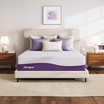 [Sersper] Sersper 14 Inch Queen Mattress Cooling Memory Foam with Orthopedic-Inspired Design for Pressure Relief & Back Pain, Copper Gel & Bamboo Charcoal Infused, Bed in a Box, Made in USA