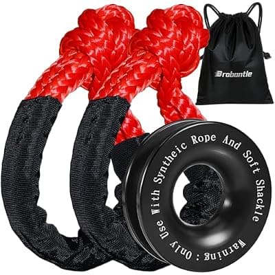[Brobantle] Synthetic Soft Shackle & Recovery Ring Kit, 2PCS 1/2" x 22" Soft Shackles(56,000Lbs Breaking Strength) with Snatch Ring for Synthetic Winch Rope for Off-Road Jeeps ATV UTV SUV Vehicle Recovery