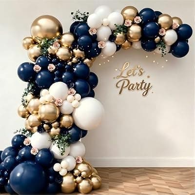 [DUHEEZZ] Navy Blue White Gold Balloon Garland Arch Kit, Royal Blue Gold White Balloons for Graduation Anniversary Wedding New Year Birthday Party Decorations