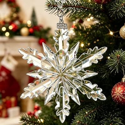 [YXOTJHS] Annual Edition Ornament 2026, Crystal Glass Snowflake Christmas Ornaments | Sparkly Crystal Star Ornaments For Christmas Tree, Elegant Cute Christmas Ornaments Gift For Women, Unique Xmas Ornament