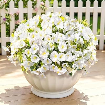 [LetuoClips] LetuoClips Artificial Flowers for Outdoors, Fake Plants for Decoration,12 Bundles of UV-Resistant Faux Morning Glory for Patio Garden Porch Yard