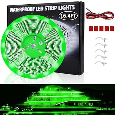 [Yeenoon] Yeenoon LED Boat Lights 16.4ft, LED Boat Strip Lights, Waterproof Boat Interior Light, Pontoon, Bass Boat, Kayak, Jon Boat, Cabin, Deck, Boat Navigation Lights(Green)