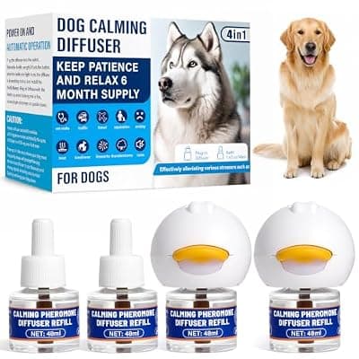 [Barkwave] Barkwave Dog Calming Pheromone Diffuser Kit – 6-in-1, 120-Day Supply | Drug-Free Relief for Separation Anxiety, Barking & Thunderstorms | 700 Sq Ft Coverage | Plug-In Refill Set
