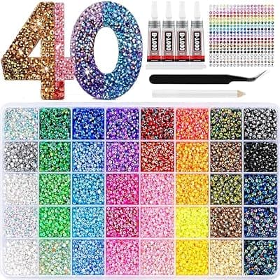 [Generic] Badazzle Kit 40 Colors 35000PCS Bedazzled Kits Resin Jelly Flatback Rhinestones, Book Bedazzling Kit Bazzling Kits Small Gems with Tools Bedazzle Gems for Bedazzling Crafts & DIY Projects for Adults
