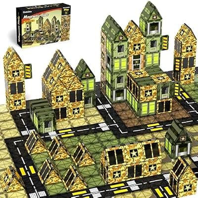 [GobiDex] GobiDex 100PCS Army Magnetic Tiles for Toddler, STEM Construction Building Blocks for Kids Military Toys Games, Upgraded Educational Birthday Gifts Toys for 3+ Year Old Boys Girls, Classroom Must Have