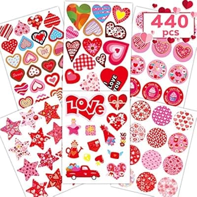 Joyful Start Valentines Stickers 440PCS Valentines Day Stickers for Kids Valentines Stickers for Kids for Laptop Luggage Supplies