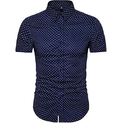 [MUSE FATH] MUSE FATH Men's Printed Dress Shirt-Cotton Casual Short Sleeve Regular Fit Shirt